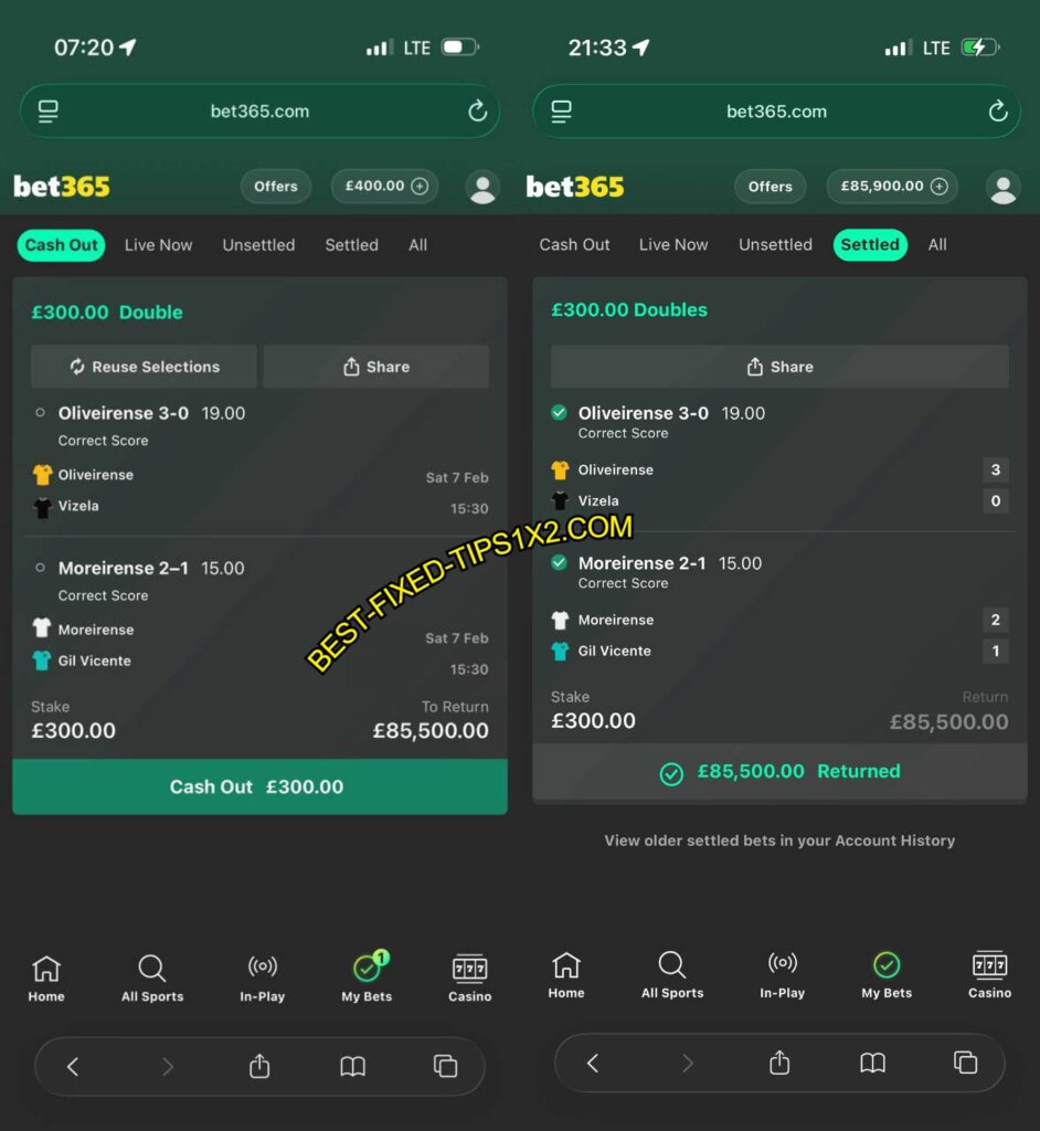 BET365 DOUBLE FIXED MATCHES TIPS