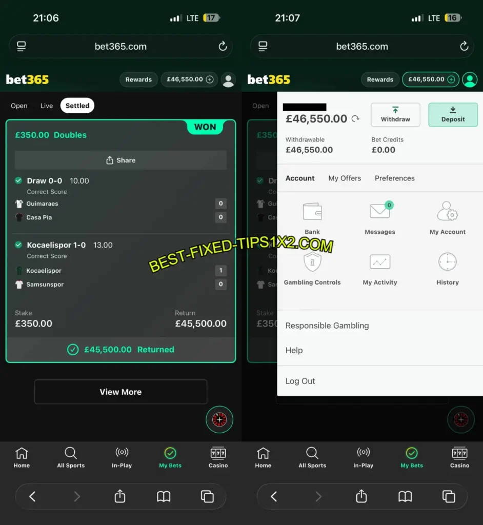 BET365 FOOTBALL CORRECT SCORE MATCH
