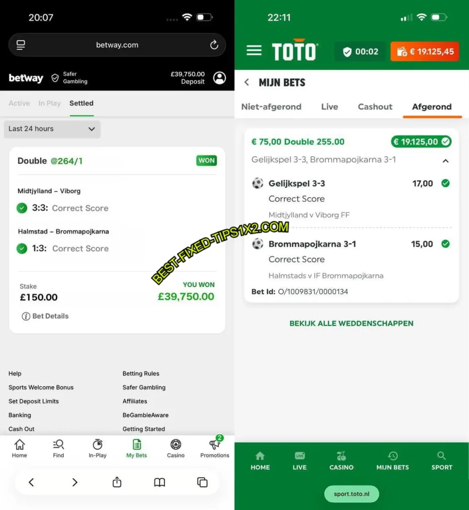 BETWAY SAFE CORRECT SCORE REPORTS