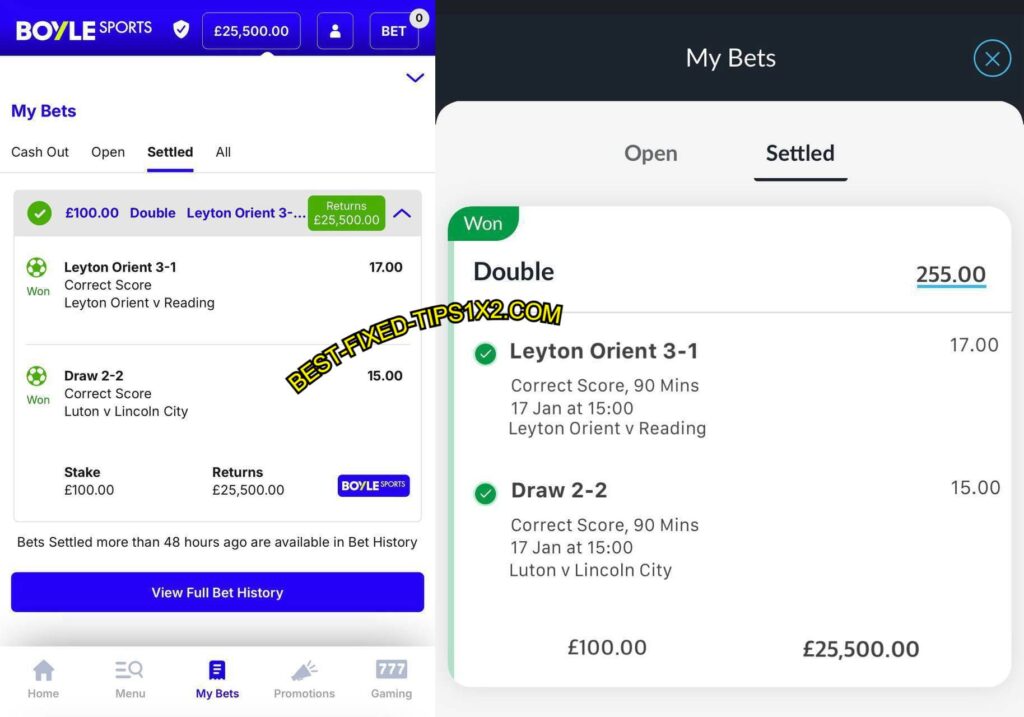 BOYLE SPORTS FIXED MATCHES PREDICTIONS