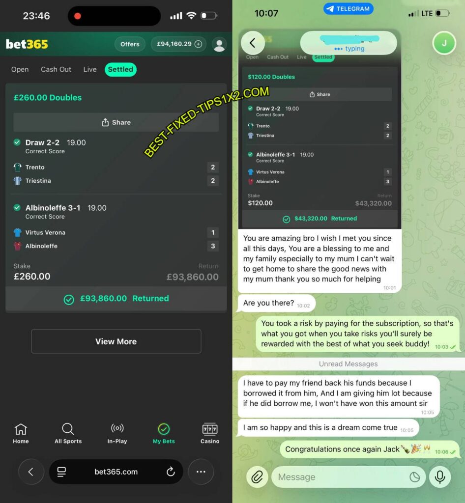 CORRECT BET365 FIXED MATCHES TIPS
