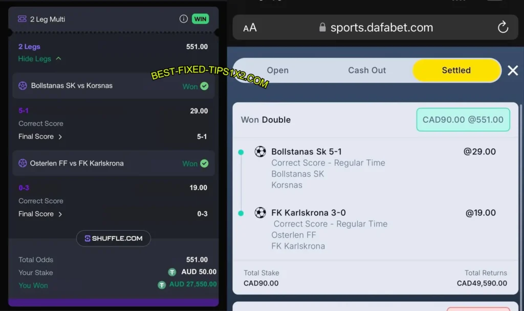 DAFABET CORRECT SCORE MATCHES TIPS