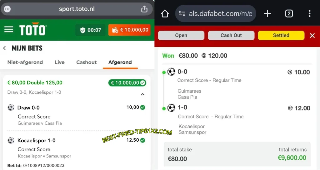 DAFABET CORRECT SCORE SAFE TIPS