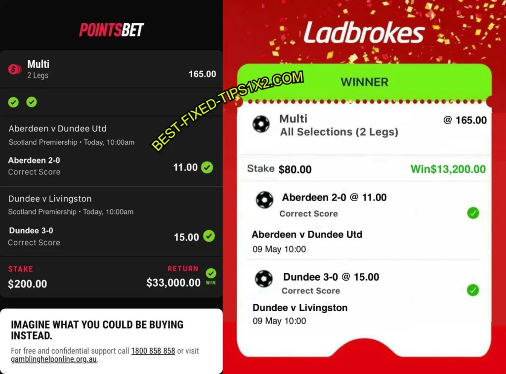 LADBROKERS CORRECT FIXED BETTING SCORES