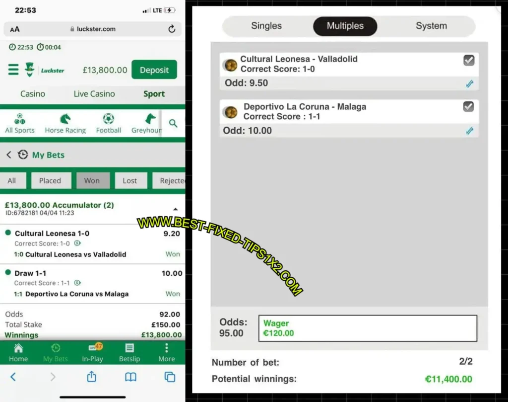 LUCKSTER SPORTS FIXED BETTING TIPS