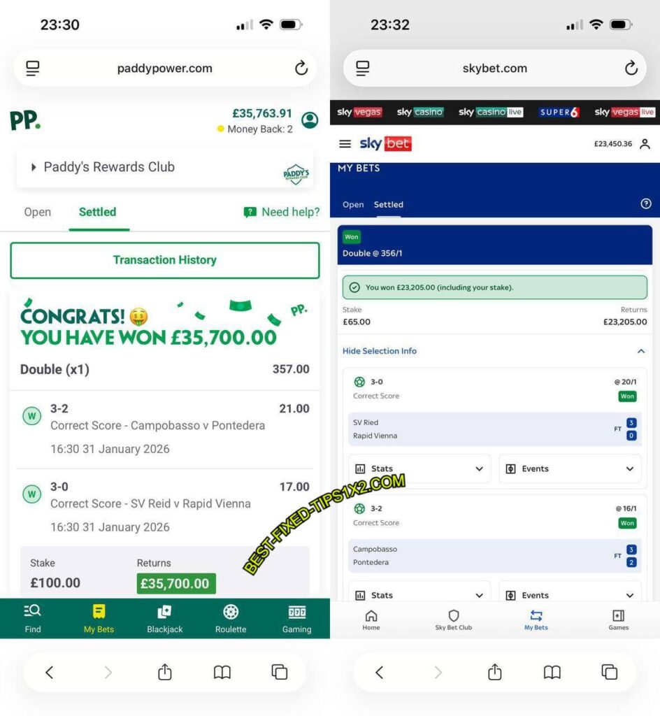 SKY BET CORRECT SCORE FIXED MATCHES