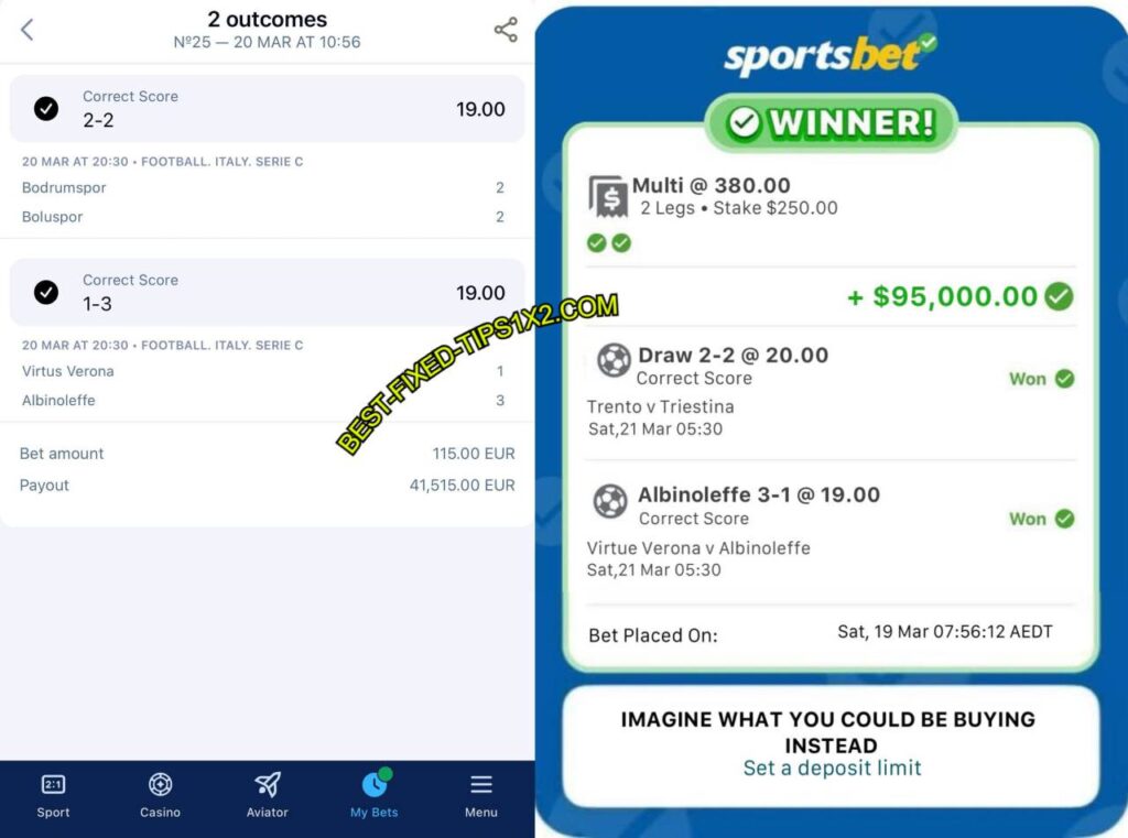 SPORTSBET SURE FIXED MATCH TIPS