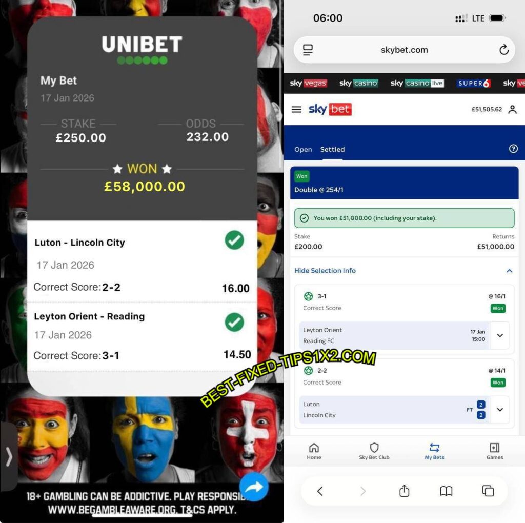 UNIBET CORRECT SCORE FIXED MATCHES