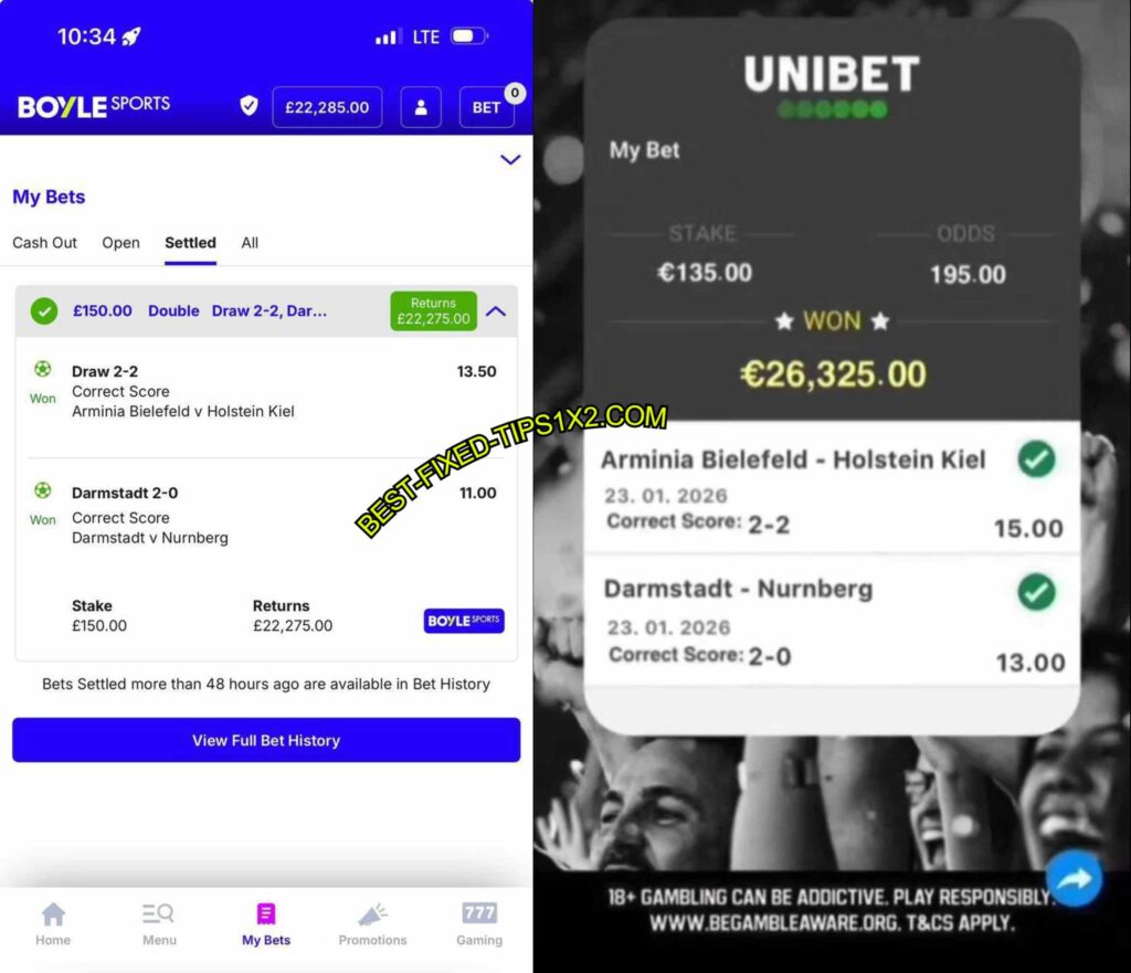 UNIBET CORRECT SCORE FIXED MATCHES TIP