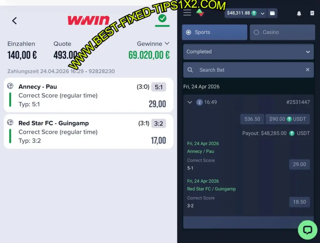 WWIN CORRECT SCORE BETTING MATCH